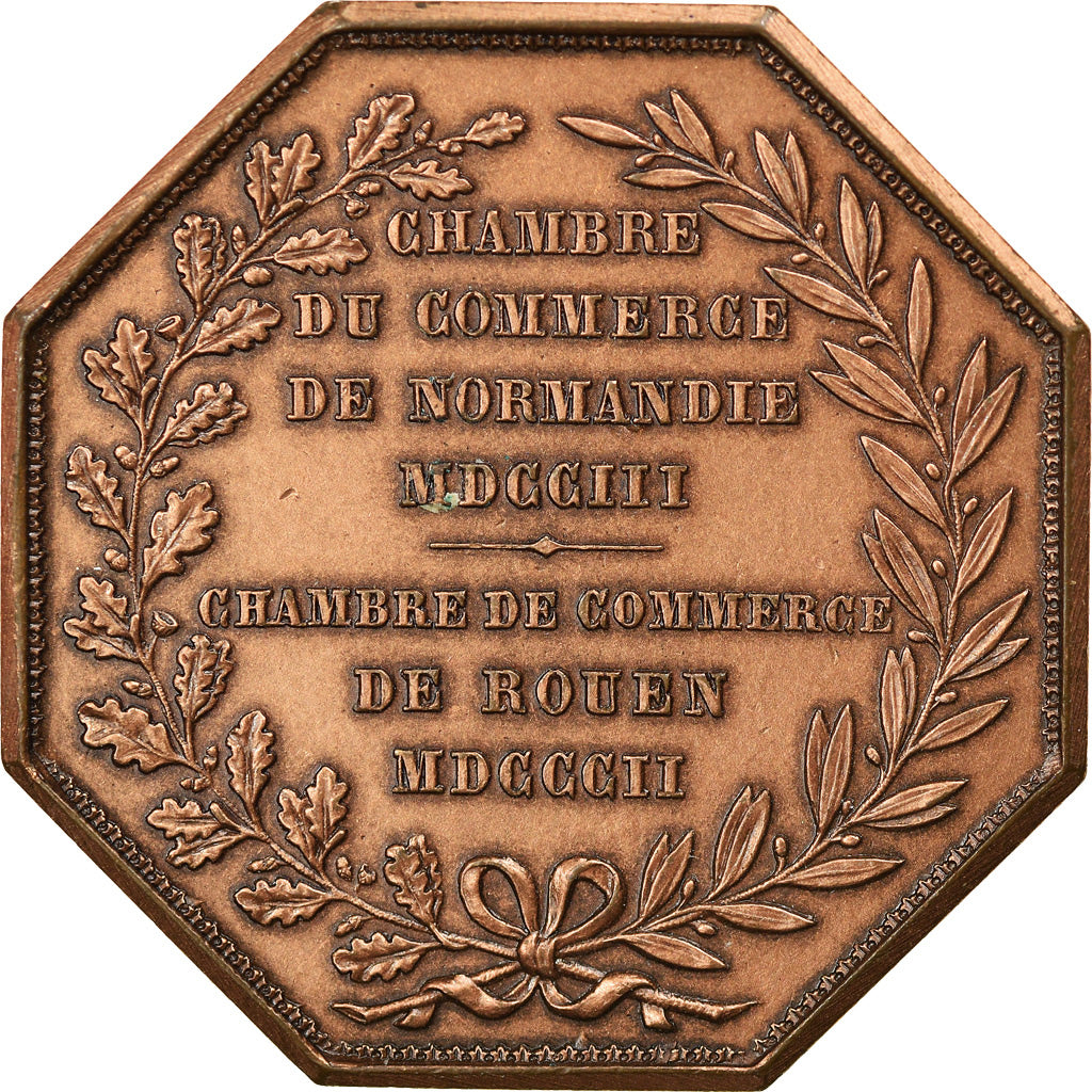 France, Token, Chambre de Commerce de Rouen, 1802, Lecomte, AU(50-53), Bronze