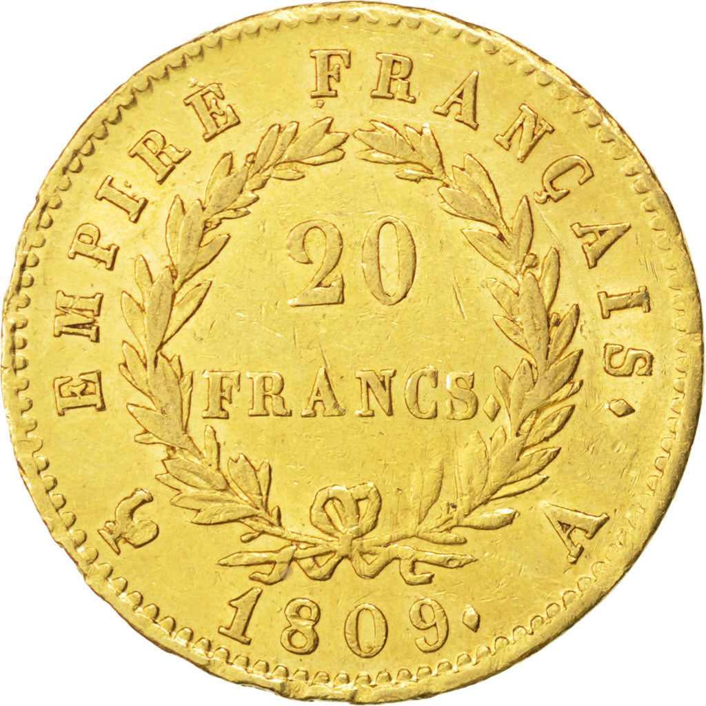 Francia, 20 Francs, 1809, Paris, BB, Oro, KM:695.1, Gadoury:1025