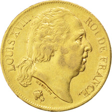 FRANCE, Louis XVIII, 20 Francs, 1824, Lille, KM #712.9, AU(50-53), Gold,...