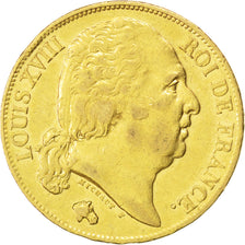 Francia, 20 Francs, 1818, Paris, BB, Oro, KM:712.1, Gadoury:1028