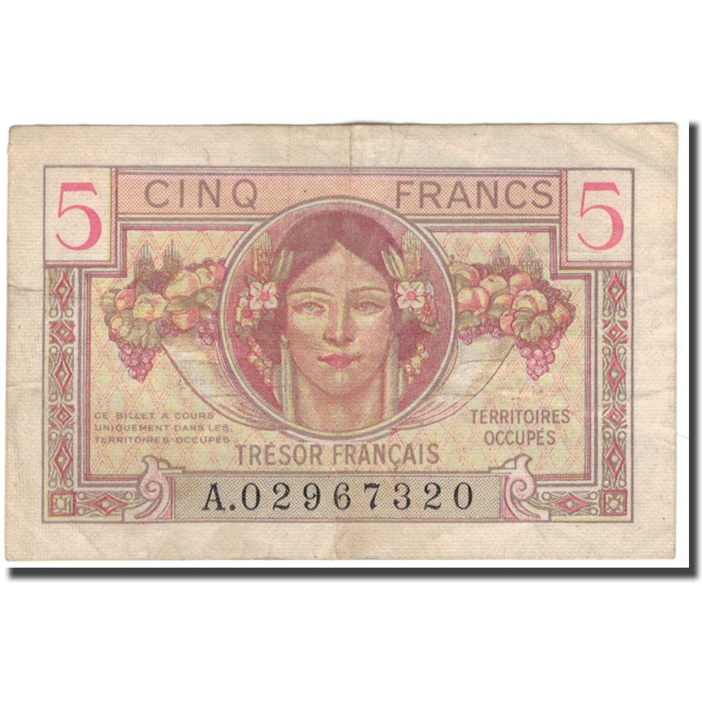Francja, 5 Francs, 1947 French Treasury, 1947, EF(40-45), Fayette:29, KM:M6a