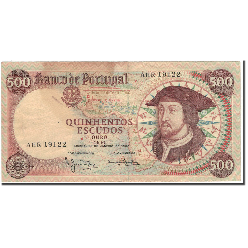 Billete, 500 Escudos, Portugal, 1966-01-25, KM:170a, BC+