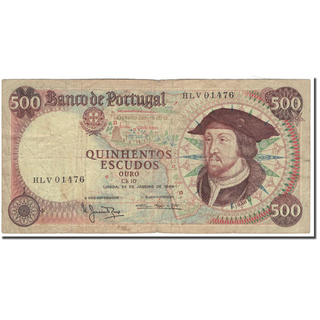 Banknote, Portugal, 500 Escudos, 1966-01-25, KM:170a, VG(8-10)