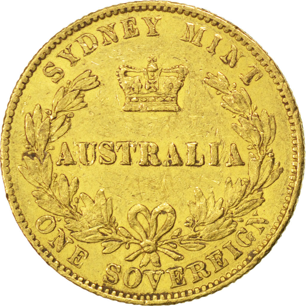 AUSTRALIA, Sovereign, 1865, Sydney, KM #4, EF(40-45), Gold, 7.96