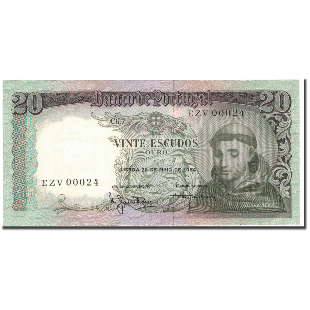 Biljet, Portugal, 20 Escudos, 1964-05-26, KM:167b, NIEUW