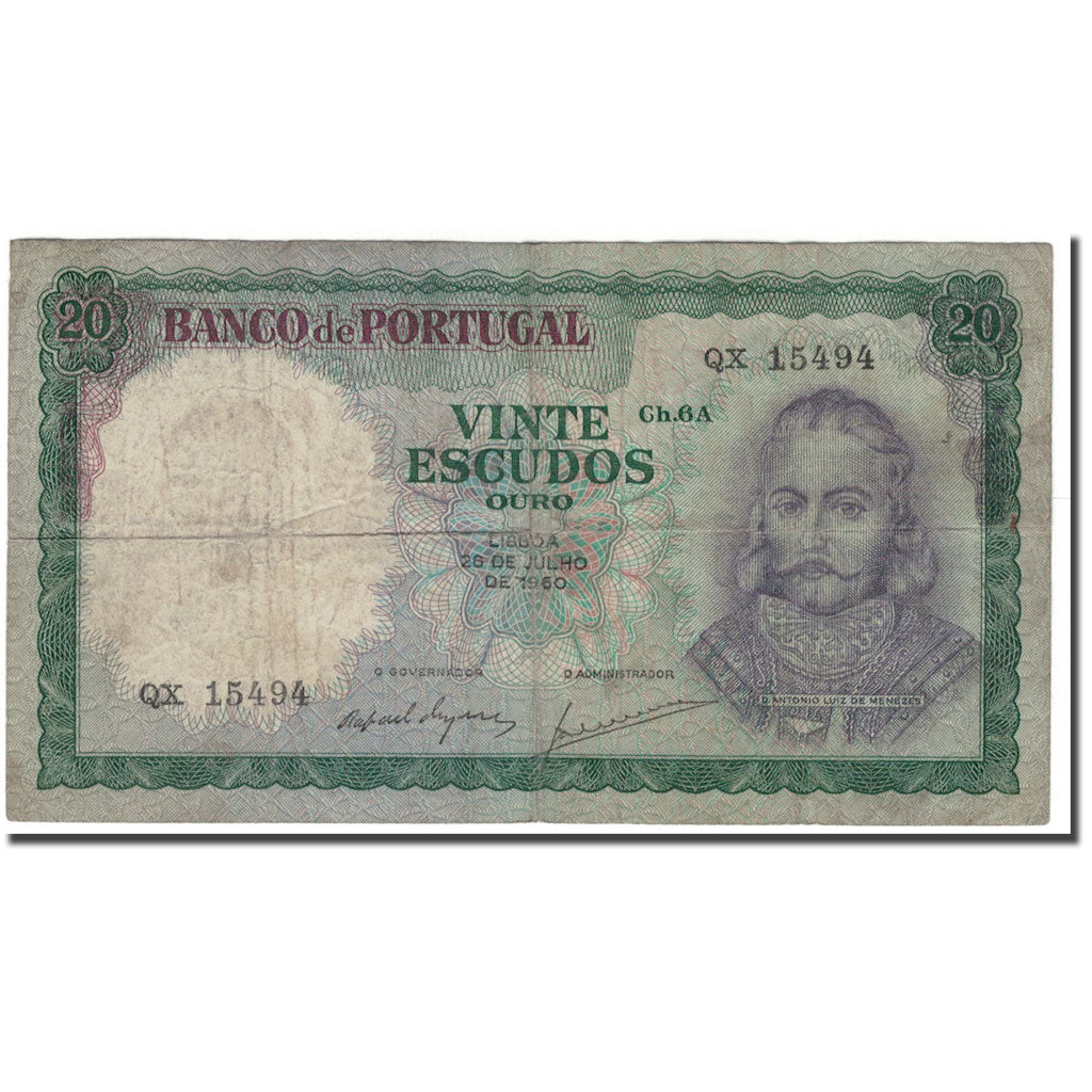 Billet, Portugal, 20 Escudos, 1960-07-26, KM:163a, B