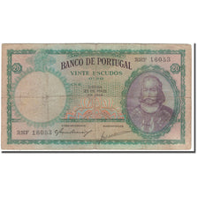 Banknote, Portugal, 20 Escudos, 1954-05-25, KM:153a, VG(8-10)