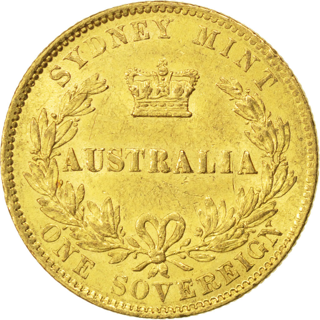 AUSTRALIA, Sovereign, 1866, Sydney, KM #4, AU(55-58), Gold, 7.98