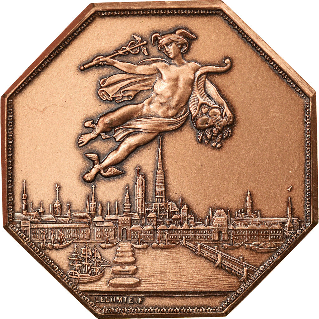 France, Token, Chambre de Commerce de Rouen, 1802, Lecomte, MS(63), Bronze