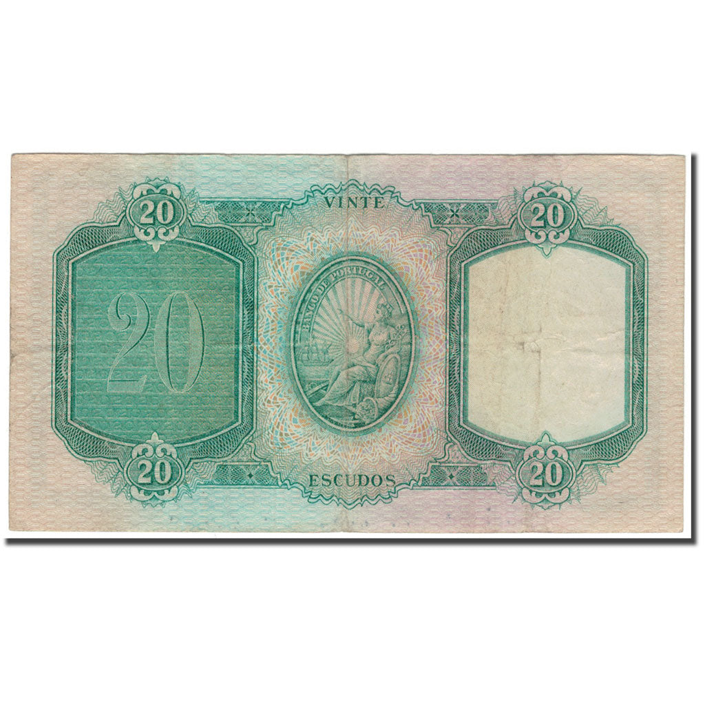 Billet, Portugal, 20 Escudos, 1954-05-25, KM:153a, B+