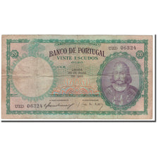 Banknote, Portugal, 20 Escudos, 1954-05-25, KM:153a, VG(8-10)