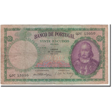 Banknote, Portugal, 20 Escudos, 1951-06-26, KM:153a, G(4-6)