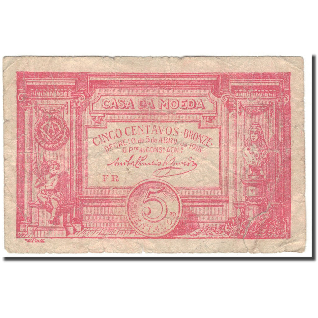 Banknote, Portugal, 5 Centavos, 1918-04-05, KM:98, VG(8-10)
