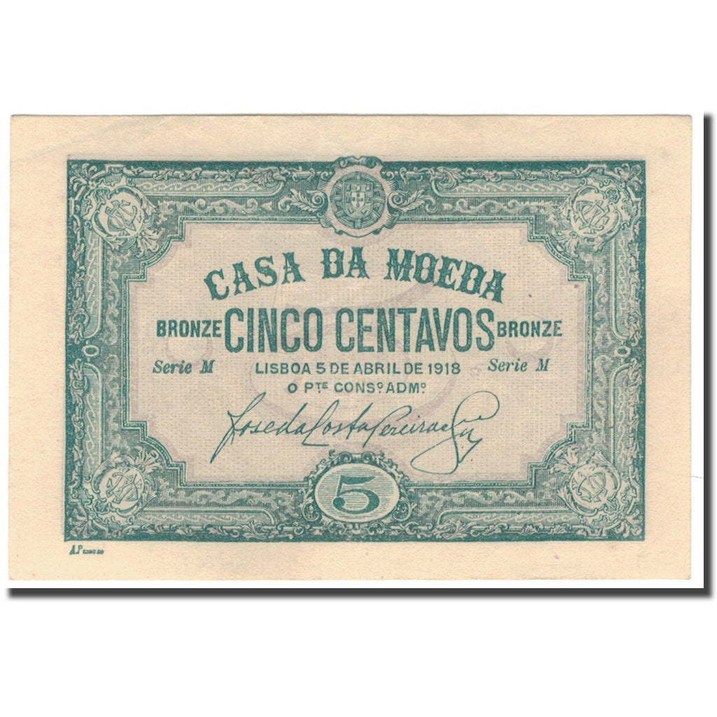 Banknote, Portugal, 5 Centavos, 1918-04-05, KM:97, UNC(60-62)