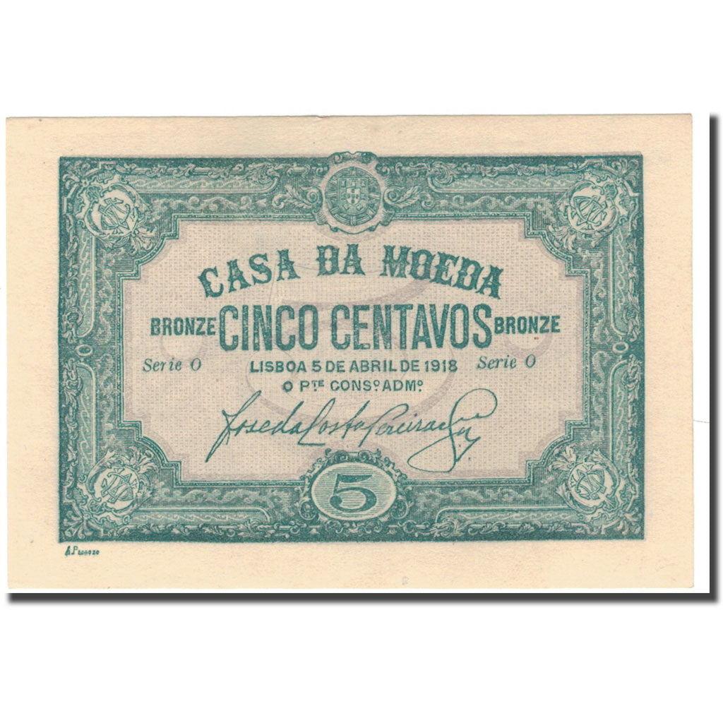 Banknote, Portugal, 5 Centavos, 1918-04-05, KM:97, UNC(65-70)