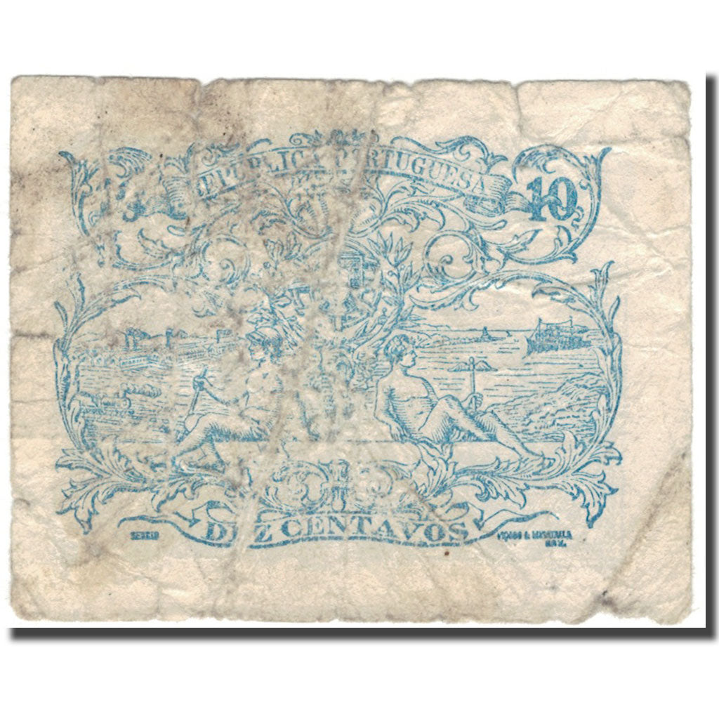 Banknote, Portugal, 10 Centavos, 1917-08-15, KM:95c, VG(8-10)