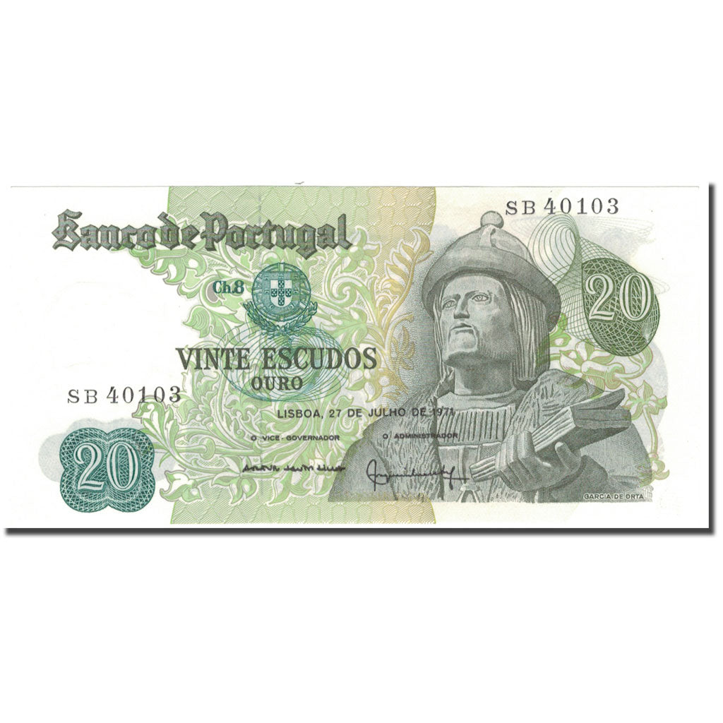 Banknote, Portugal, 20 Escudos, 1971-07-27, KM:173, UNC(65-70)