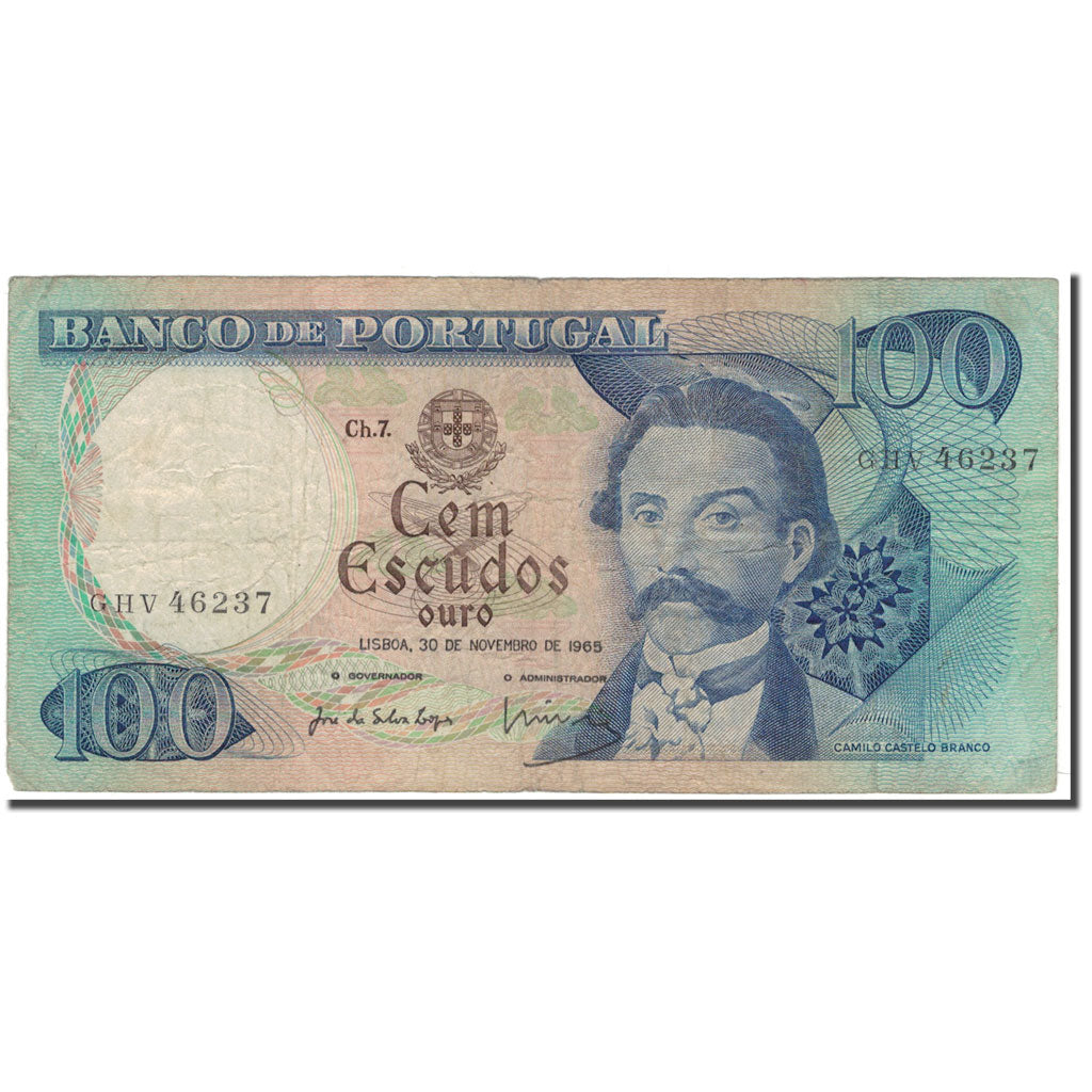 Banknote, Portugal, 100 Escudos, 1965-11-30, KM:169a, VG(8-10)
