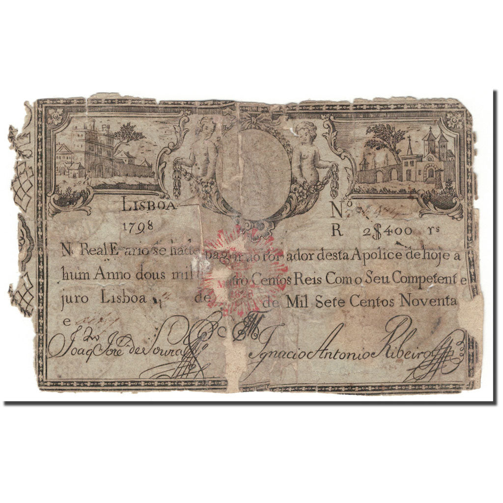 Banconote, Portogallo, 2400 Reis, 1798, KM:34, B