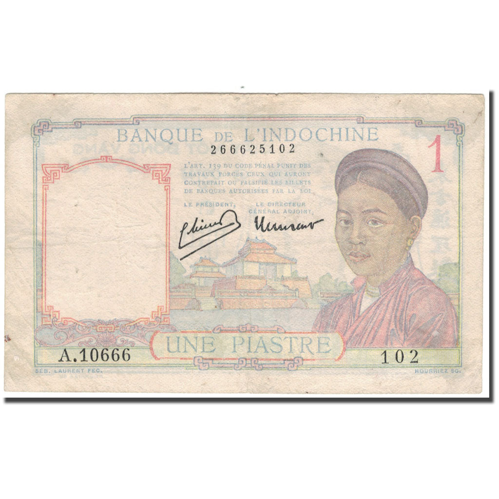 Banknote, FRENCH INDO-CHINA, 1 Piastre, 1949, KM:54e, VF(20-25)