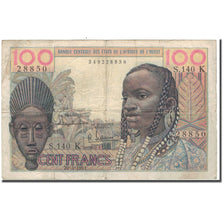 Banknote, West African States, 100 Francs, 1961-03-20, KM:701Kb, VG(8-10)