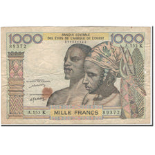 Banknote, West African States, 1000 Francs, 1977, KM:103Al, F(12-15)