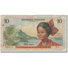 French Antilles, 10 Francs, 1964, VG(8-10), KM:8b