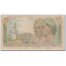 French Antilles, 5 Francs, 1964, B+, KM:7b