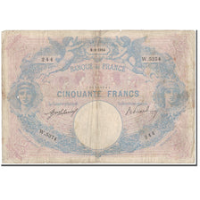 Francia, 50 Francs, 50 F 1889-1927 ''Bleu et Rose'', 1914-08-08, B, KM:64e