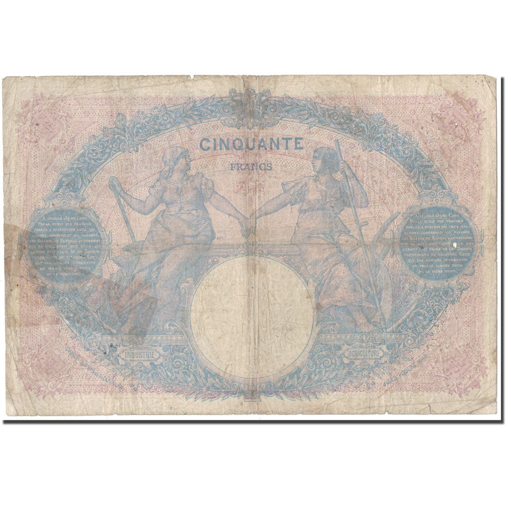 Francia, 50 Francs, 50 F 1889-1927 ''Bleu et Rose'', 1914-08-08, B, KM:64e