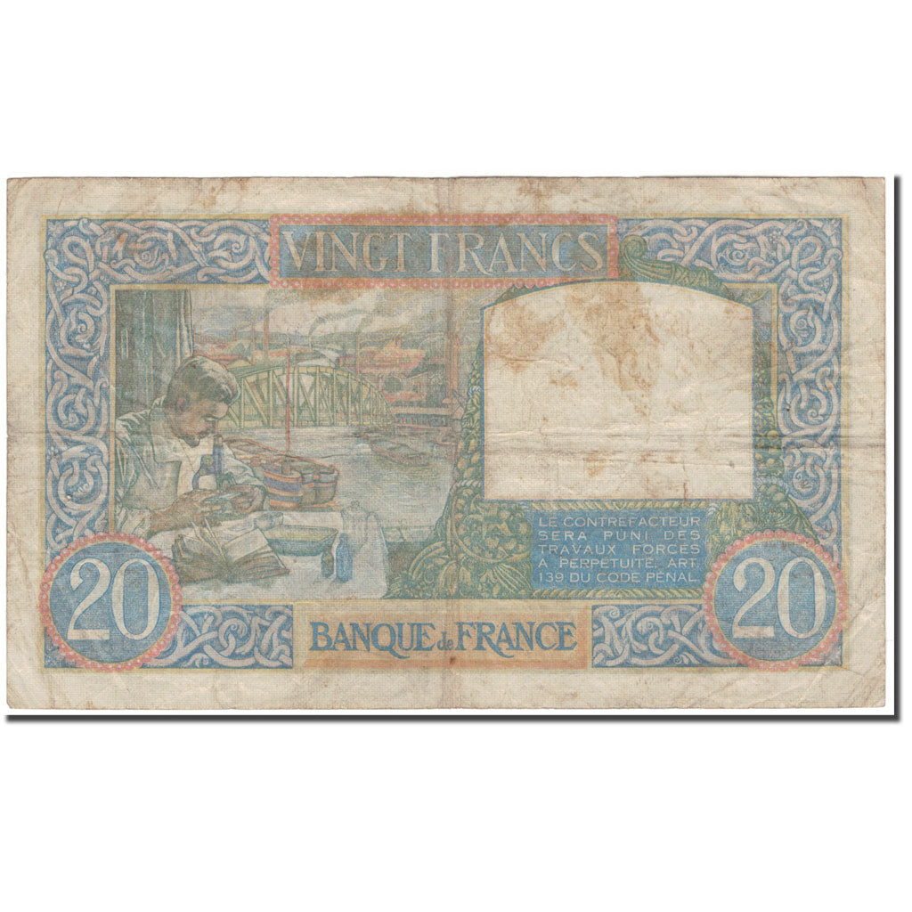 France, 20 Francs, 1941-04-03, VG(8-10), Fayette:12.13, KM:92b