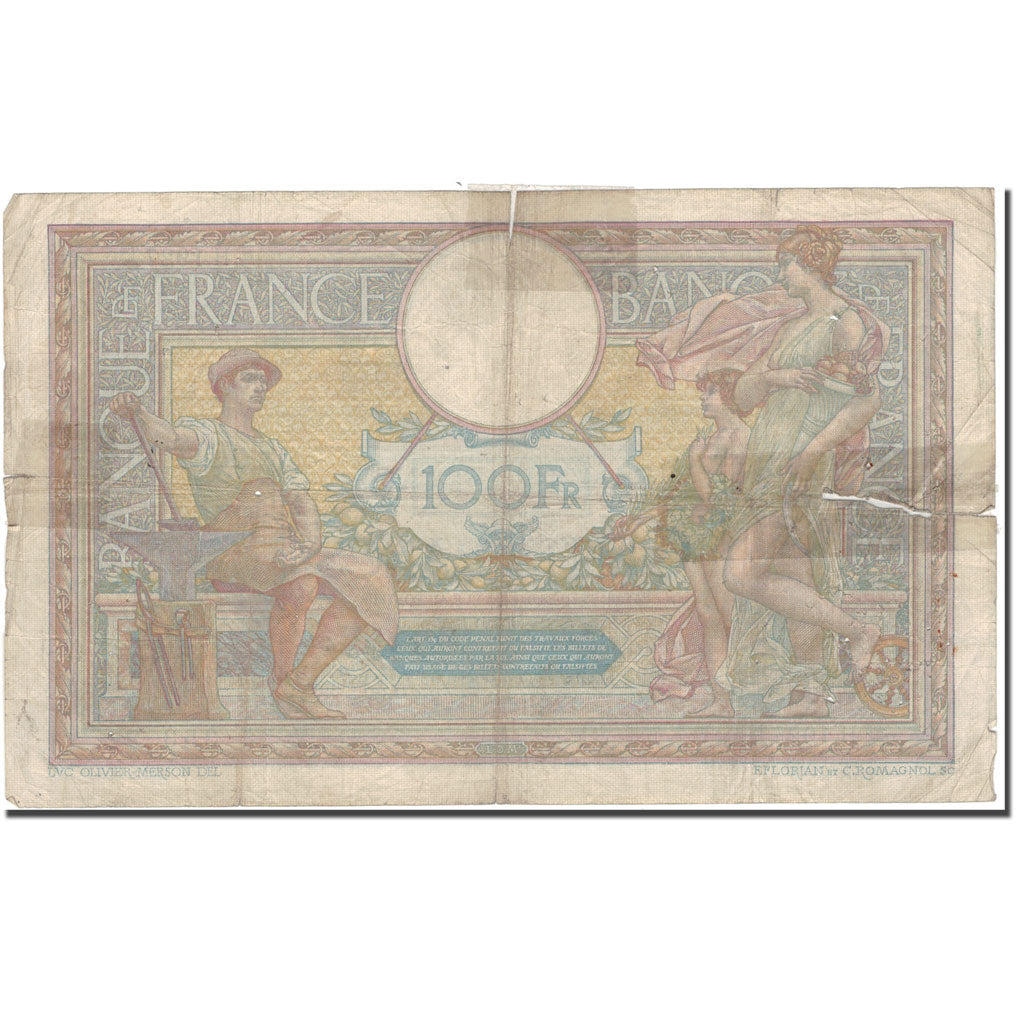 France, 100 Francs, 100 F 1908-1939 ''Luc Olivier Merson'', 1913-06-21, AG(1-3)