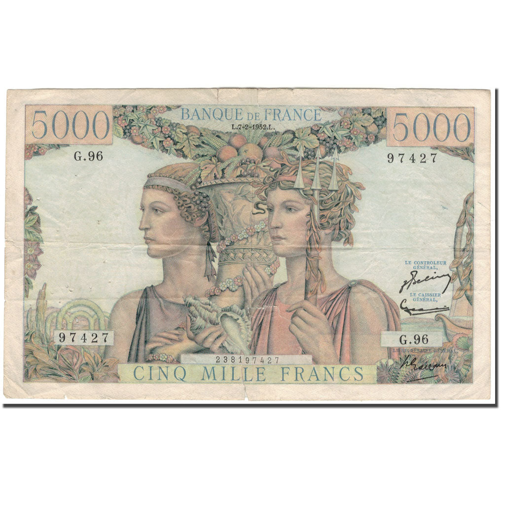 Frankrijk, 5000 Francs, 5 000 F 1949-1957 ''Terre et Mer'', 1952-02-07, AB+