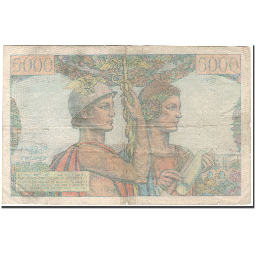 Frankrijk, 5000 Francs, 5 000 F 1949-1957 ''Terre et Mer'', 1952-02-07, AB+