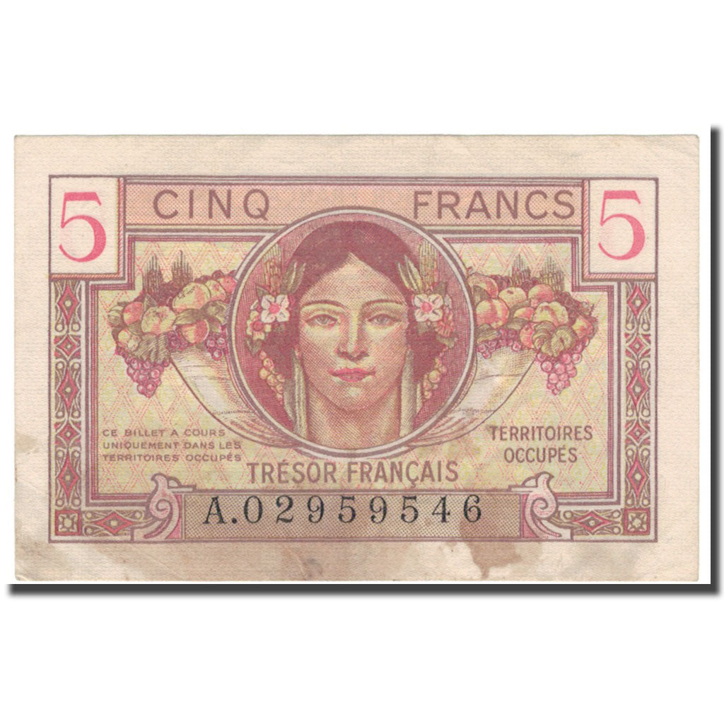 Francja, 5 Francs, 1947 French Treasury, 1947, EF(40-45), Fayette:29.1, KM:M6a