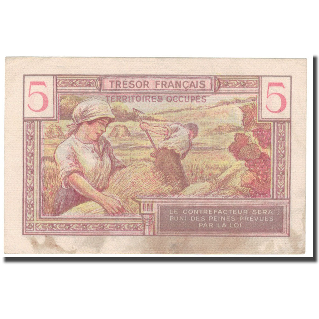 Francja, 5 Francs, 1947 French Treasury, 1947, EF(40-45), Fayette:29.1, KM:M6a