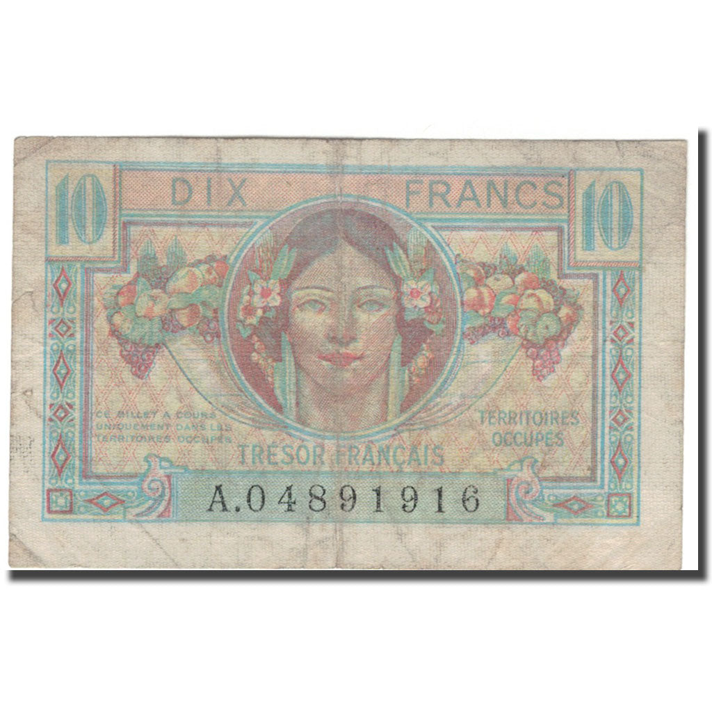 France, 10 Francs, 1947 French Treasury, 1947, B, Fayette:VF30.1, KM:M7a
