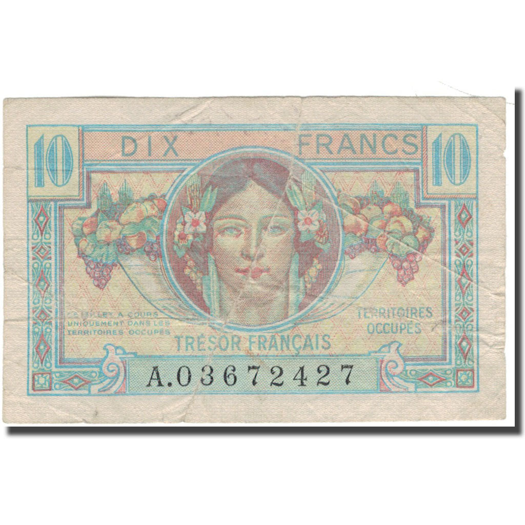 Frankreich, 10 Francs, 1947 French Treasury, 1947, SGE+, Fayette:VF30.1, KM:M7a