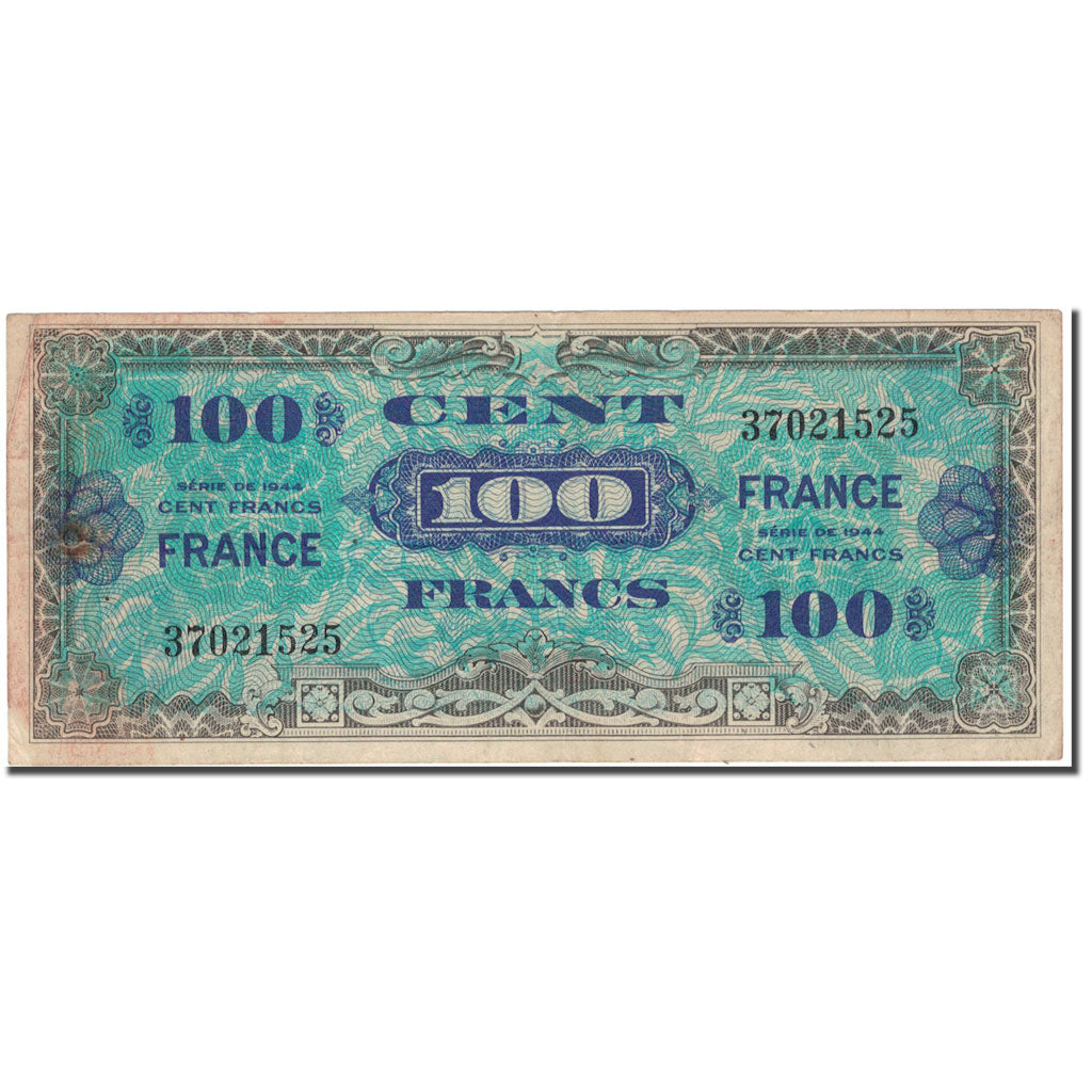 France, 100 Francs, 1945 Verso France, 1945, VF(20-25), Fayette:25.1, KM:123a