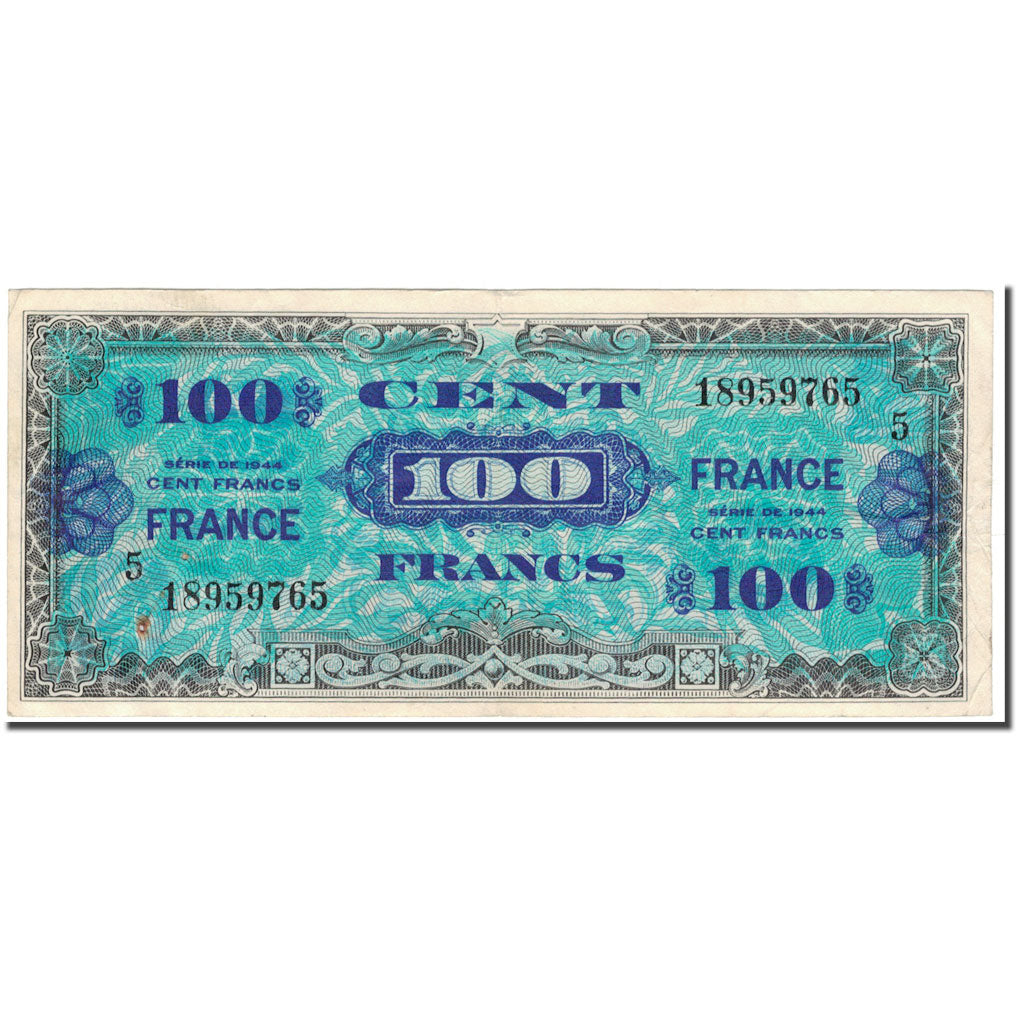 France, 100 Francs, 1945 Verso France, 1945, EF(40-45), Fayette:25.5, KM:123c