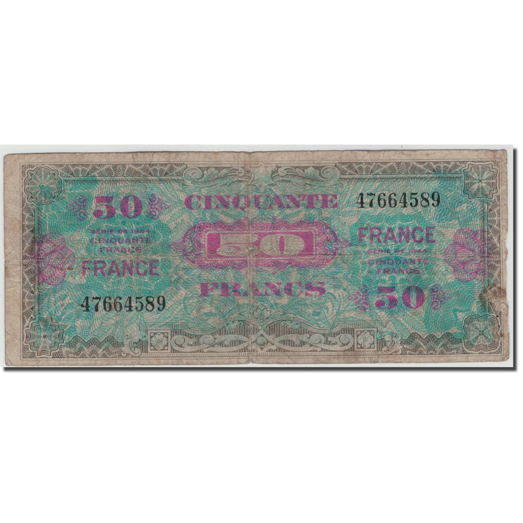 France, 50 Francs, 1945 Verso France, 1945, G(4-6), Fayette:24.1, KM:122a