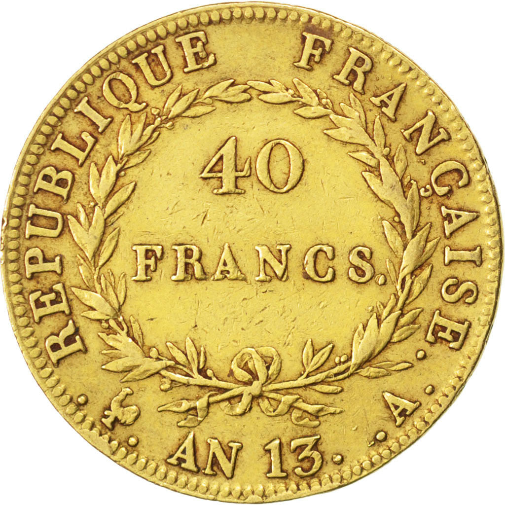 FRANCE, Napoléon I, 40 Francs, 1804, Paris, KM #664.1, EF(40-45), Gold, Gadoury 