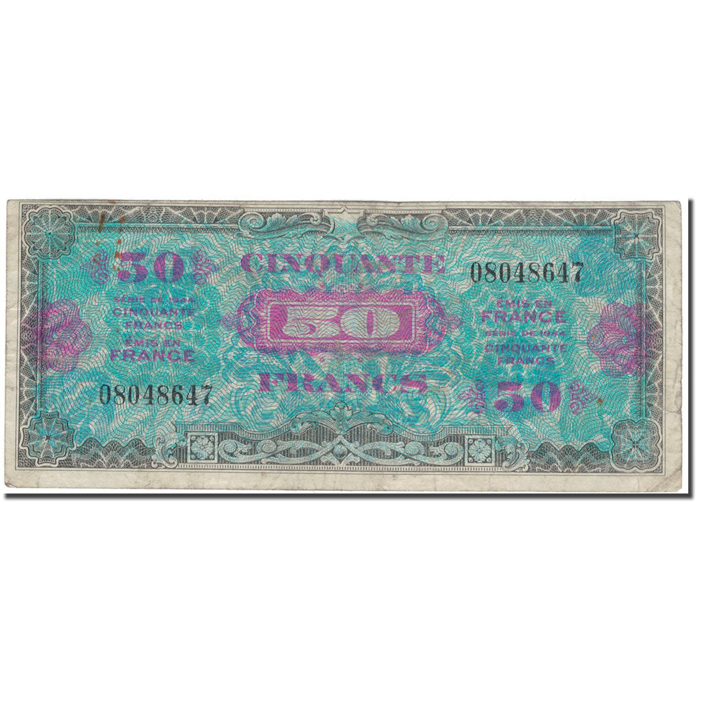 Francia, 50 Francs, 1944 Flag/France, 1944, RC+, Fayette:VF19.1, KM:117a