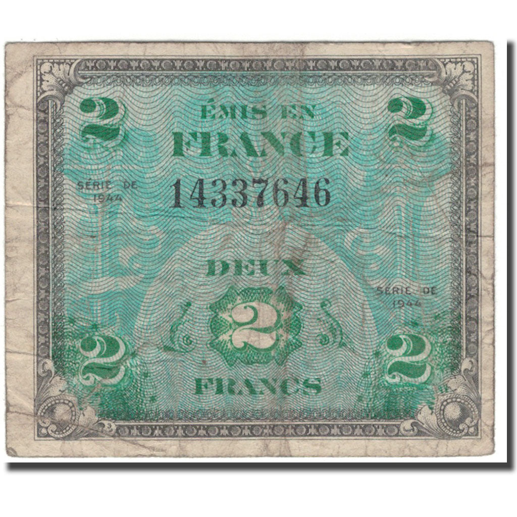 France, 2 Francs, 1944 Flag/France, 1944, B, Fayette:VF16.1, KM:114a