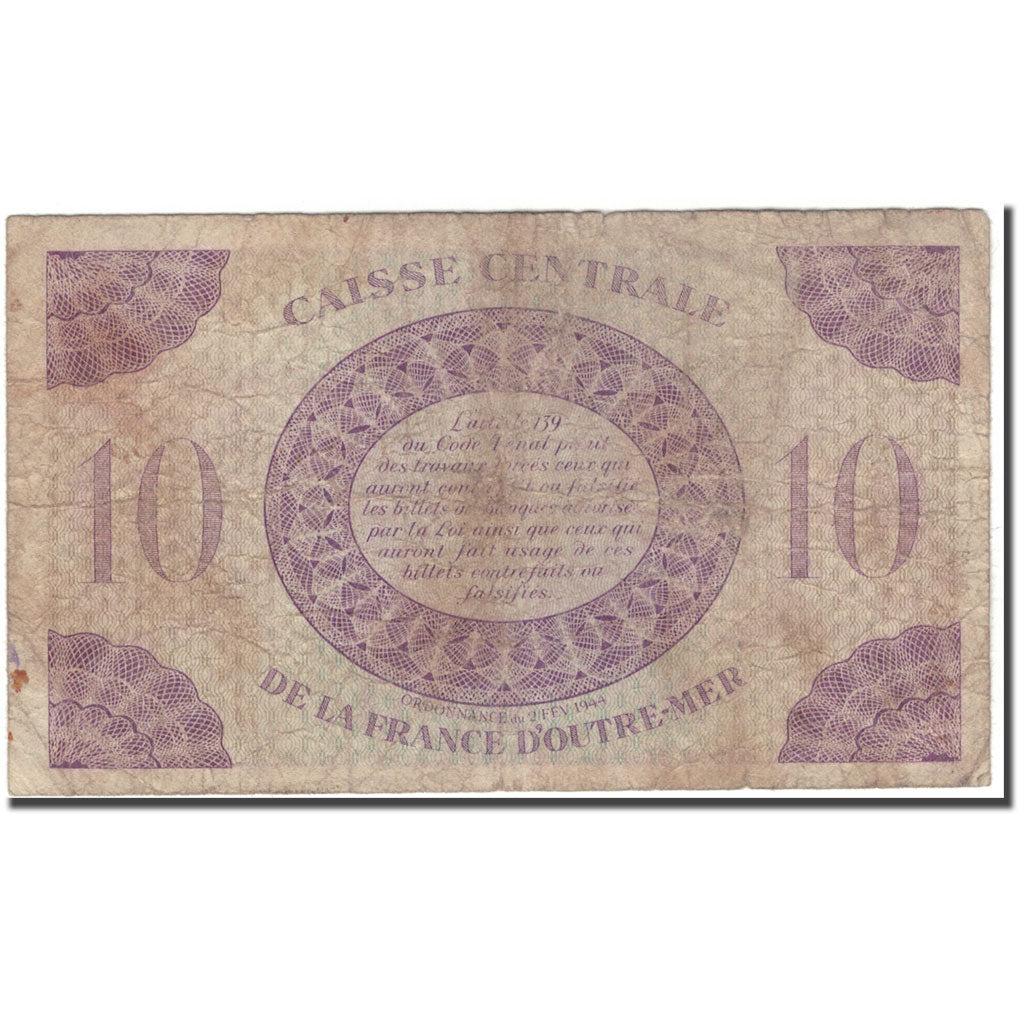 Guadeloupe, 10 Francs, 1944-02-02, F(12-15), KM:27A