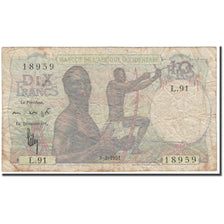 Biljet, Frans West Afrika, 10 Francs, 1951-03-08, KM:37, B+