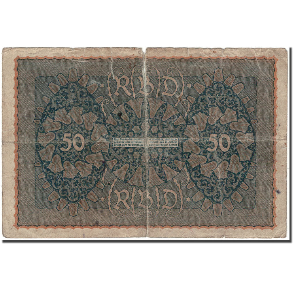 Banknot, Niemcy, 50 Mark, 1919-06-24, KM:66, AG(1-3)