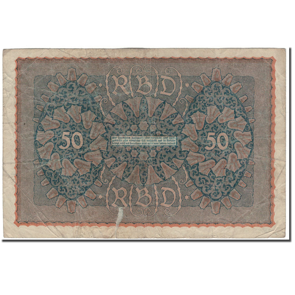 Geldschein, Deutschland, 50 Mark, 1919-06-24, KM:66, GE+