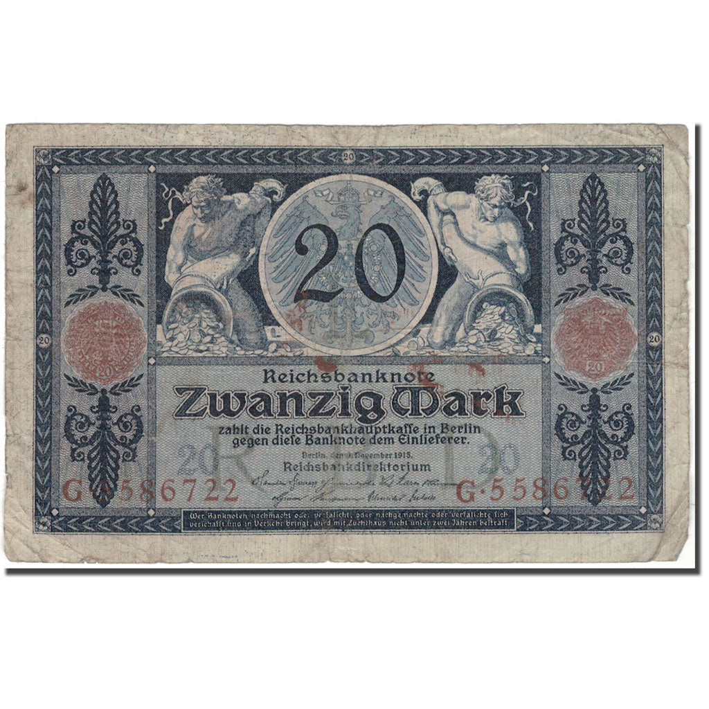 Banknote, Germany, 20 Mark, 1915-11-04, KM:63, VG(8-10)