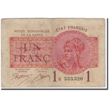 Banknote, Saar, 1 Franc, KM:2, VF(20-25), Fayette:51.2